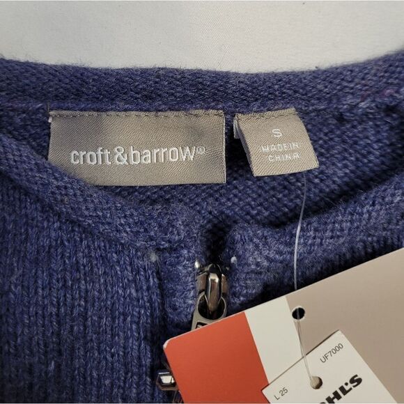 NEW CROFT & BARROW blue snowman zip up cardigan sweater S - Picture 7 of 10